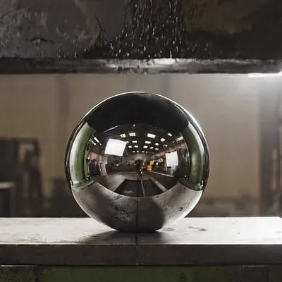AI generated video: a hydraulic press crushing metal ball