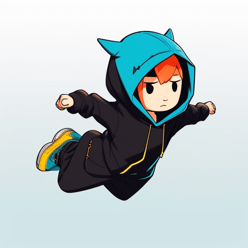 AI generated: Create, A character wearing hoodie, flying, simple, vector, flat design, doodle style, gradient outl...