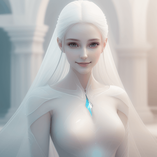 AI generated: ethereal and clean portrait of a woman character Unreal Engine 5, pristine glass-like face skin qual...
