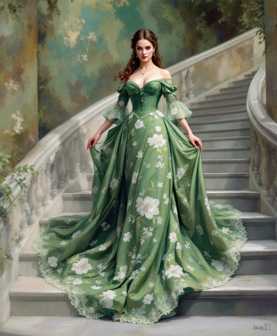 AI generated: Prompt: (Masterpiece), (("Uma pintura detalhada e dramática de Scarlett O'Hara, inspirada em Vivien ...