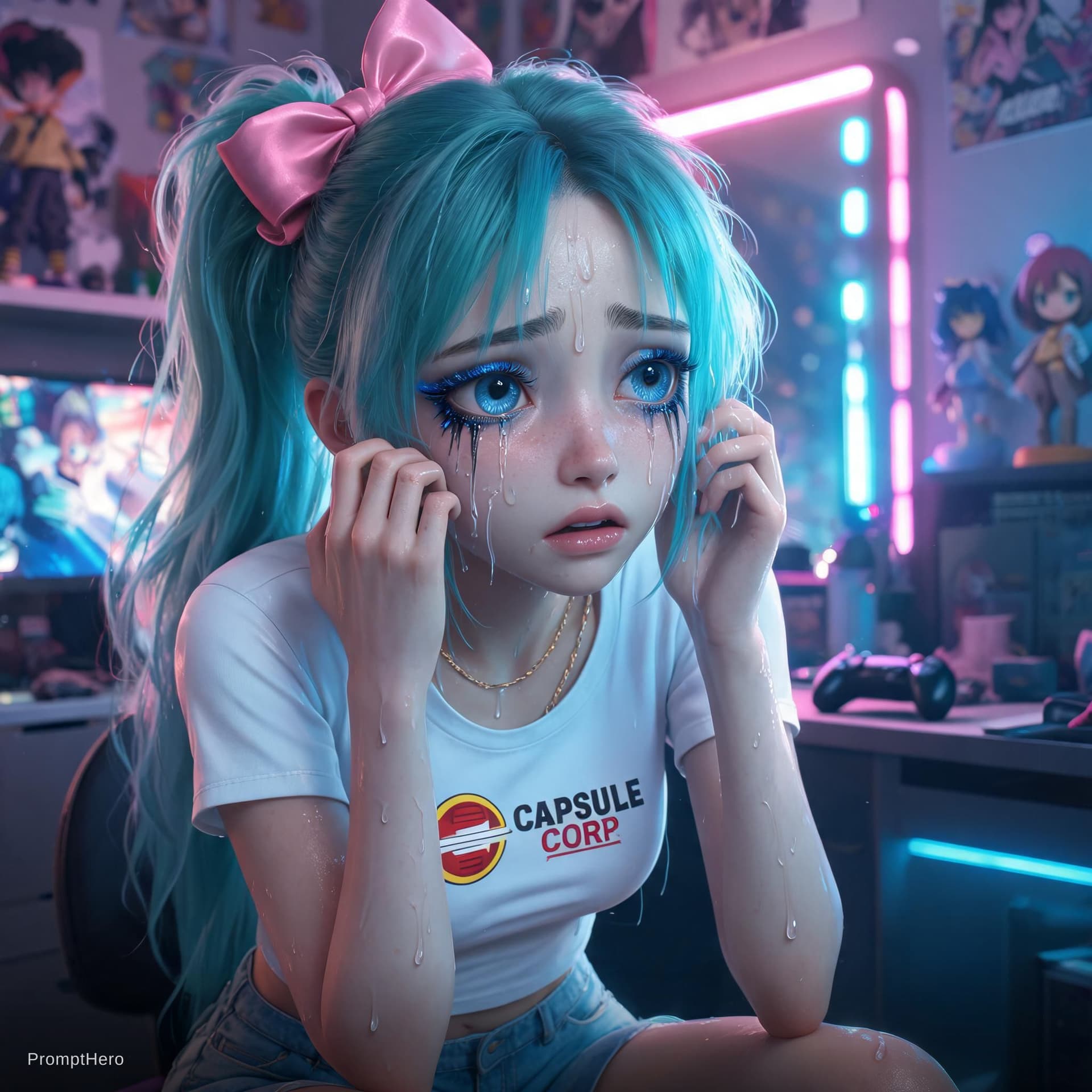 AI generated: Retrato de una chica anime con una expresión ultra detallada y emotiva, al estilo cinematográfico hi...