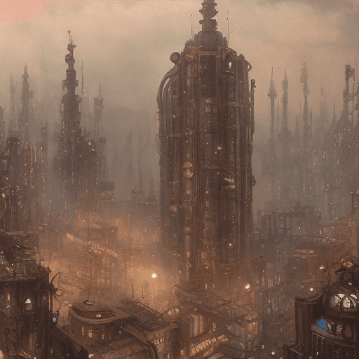 AI generated: A dieselpunk city in the 1900s, sephia