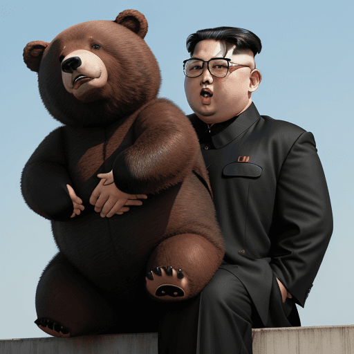 AI generated: "kim jong un" on a bear like putin