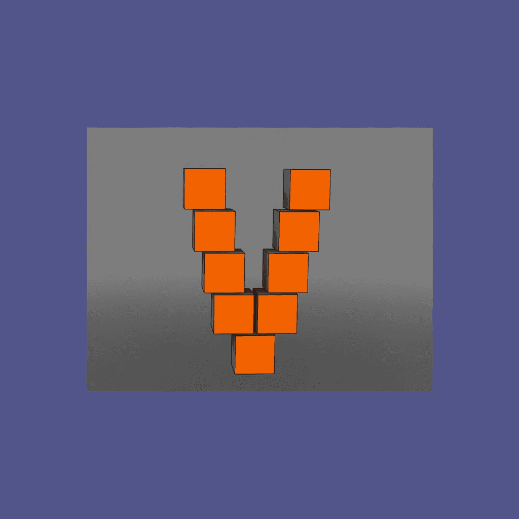 AI generated: Using the attached image logo_V as exact geometric reference, recolor the 3D block letter V as follo...