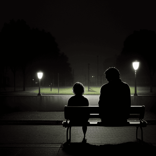 AI generated: A melancholic and introspective scene reflecting the lyrics of the song. A solitary figure sits on a...