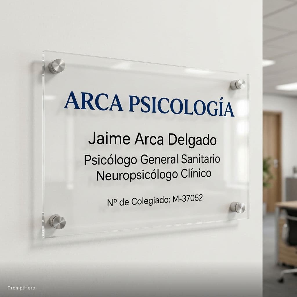 AI generated: A professional wall-mounted office sign made of high-quality transparent acrylic with silver metalli...