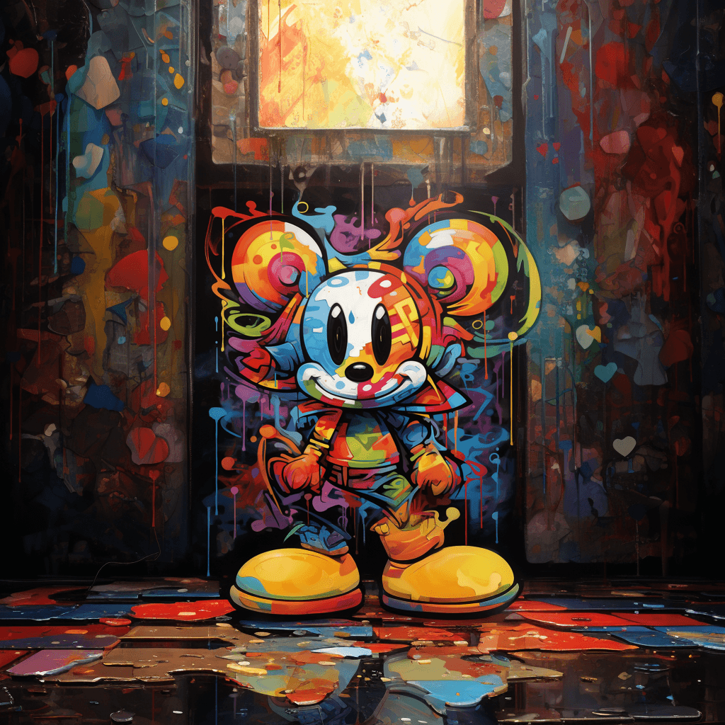 AI generated: Cubism Mickey mouse , cubism, picasso mixed with matisse , fauvism colors, remix by Pablo Picasso--n...