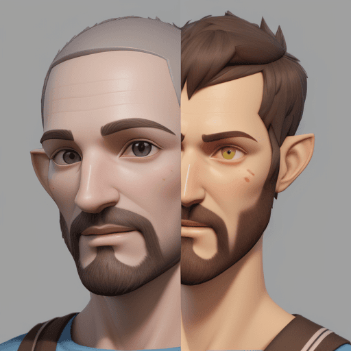 AI generated: 3D Avatar Design, "Playful, Cute, Colorful, Animated, Quirky," "Unity," "Blend shape rigging," "Brig...