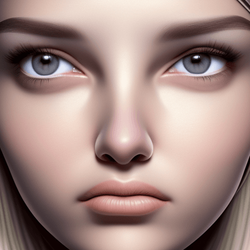 AI generated: Female, blonde hair, gray eyes, neutral expression,