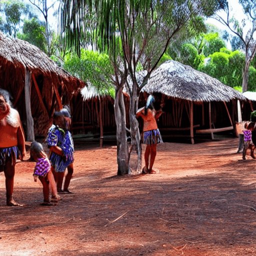 AI generated: Australian Aboriginal village