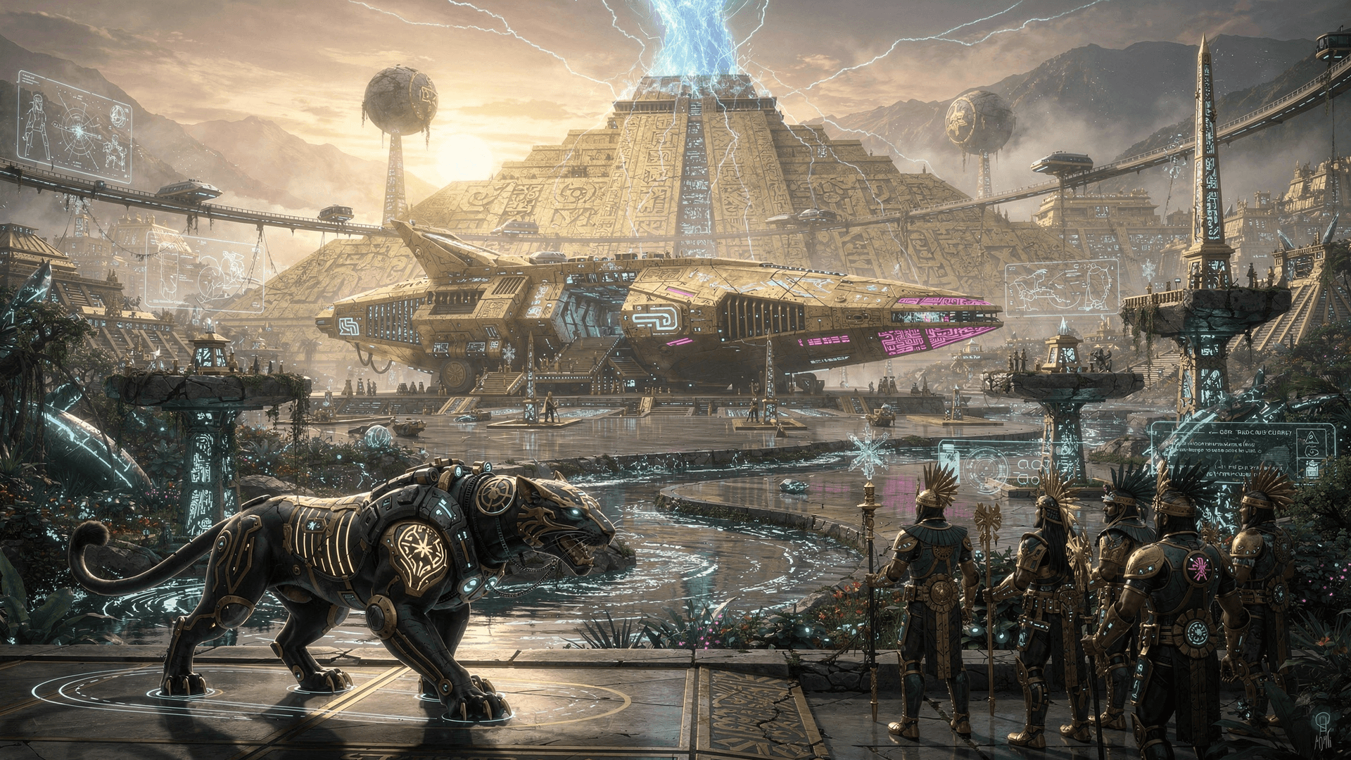 AI generated: The Tartarian Dawn: Inca Jaguars at the Transolar Depot

Core Scene & Composition:

cinematic wide-a...