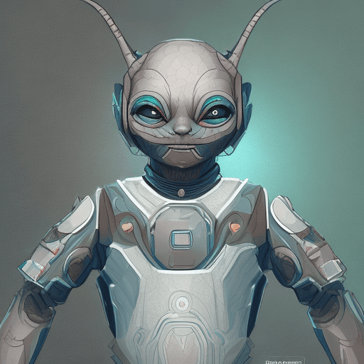 AI generated: scifi RPG character art, concept artwork, Small gray alien, wearing a teal jumpsuit with a brown har...