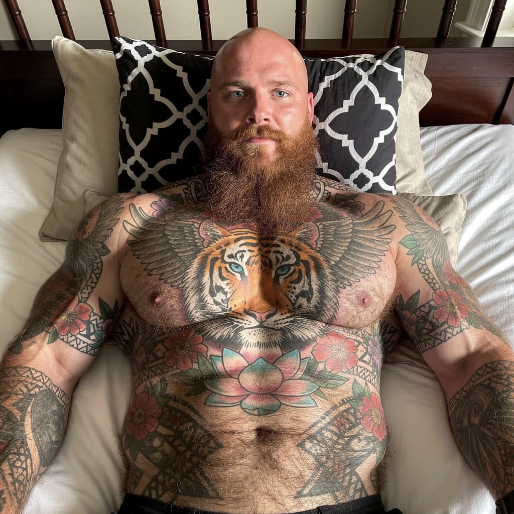 AI generated: "Hyper-réaliste photographie intérieure chambre à coucher, un homme blanc caucasien d’une trentaine ...