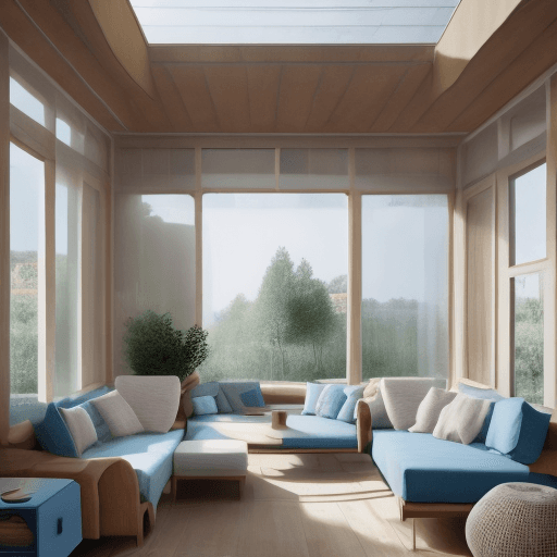 AI generated: High resolution photography interior design, dreamy sunken living room conversation pit, wooden floo...