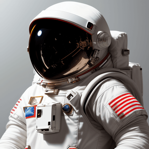 AI generated: an astronaut suit with beautiful white color with red glowing stripes, portrait, realistic, photo-re...
