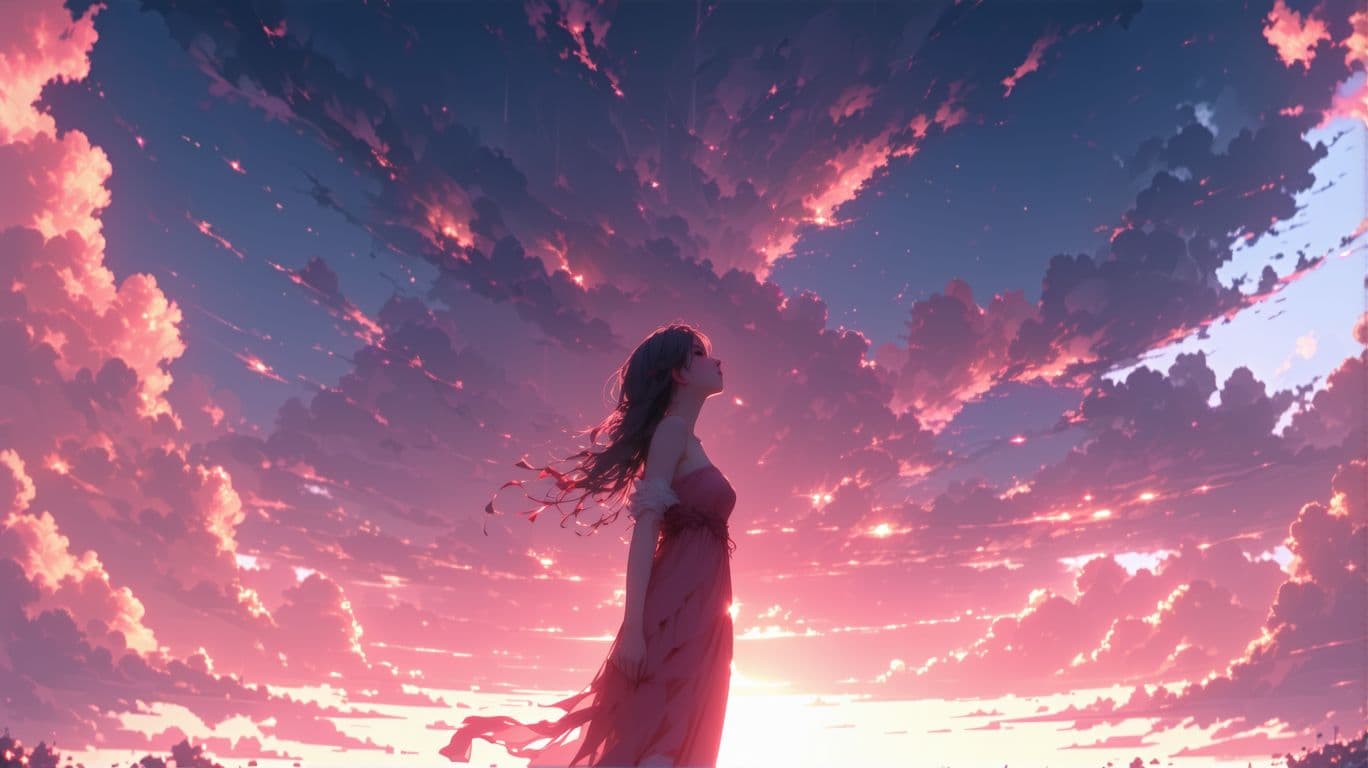 AI generated: ((full body)) looking at sky red 

)),Quality, looking at viewer, lot viewer, sense of depth and dim...