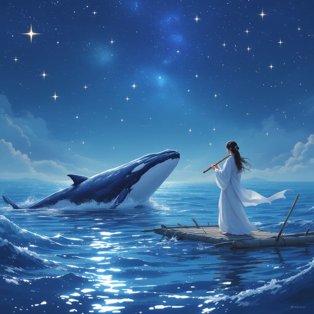 AI generated: Anime Hero style, dIn the background is the sea under the stars, There are many stars in the sky, A ...
