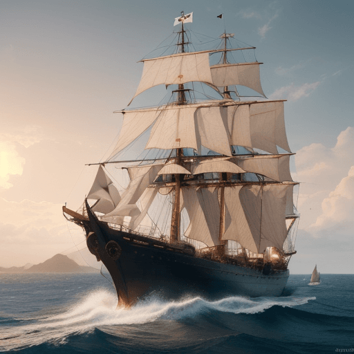 AI generated: Photo of a ultra realistic sailing ship, dramatic light, pale sunrise, cinematic lighting, battered,...