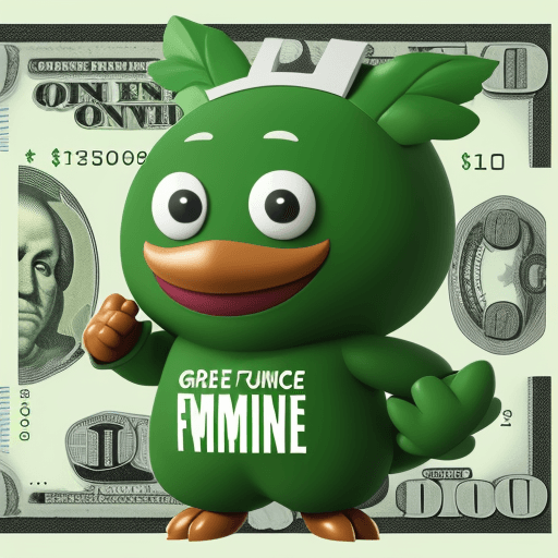 AI generated: Mascot for money finance , green 