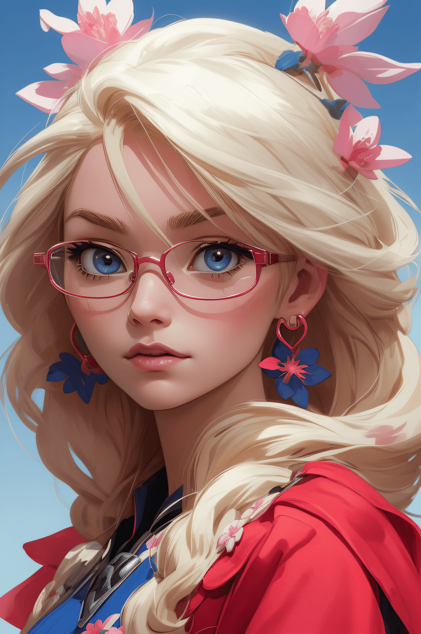 AI generated: (NIJIFTB), a yellow hair, and long hair, and a cartoon character with glasses, wearing red armor and...
