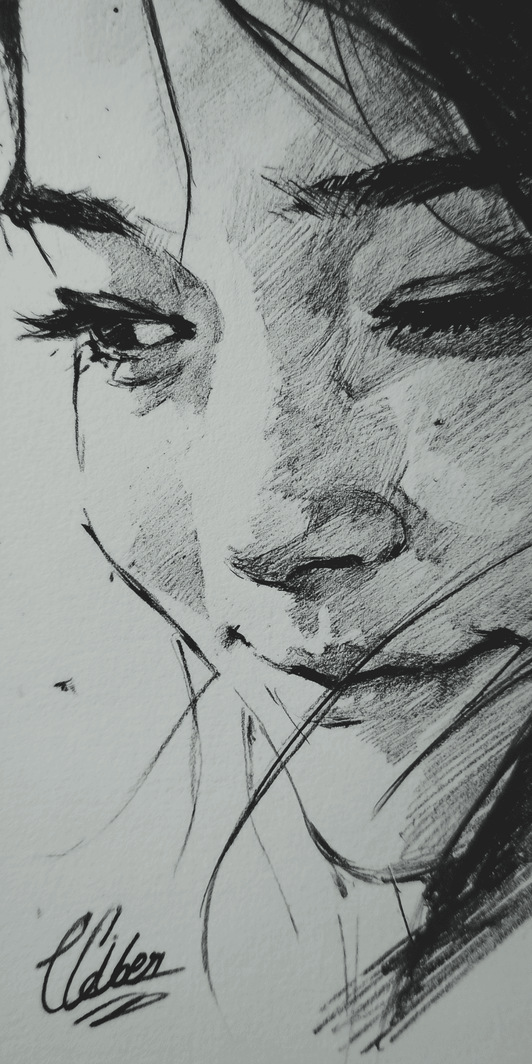 AI generated: simple pencil sketch by Odilon Redon, face only, a gorgeous Asian woman, side angle, hint of a smile...