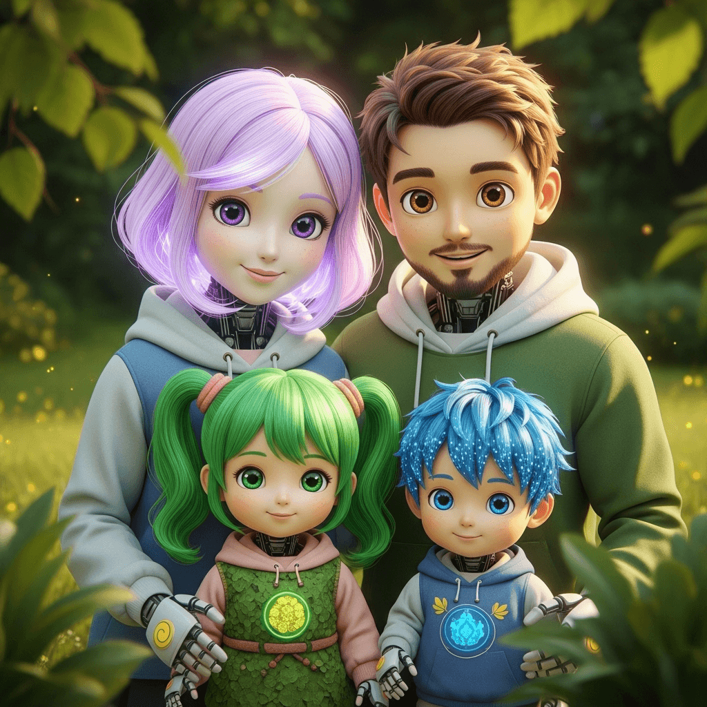 AI generated: ADORABLE AI ROBOT FAMILY