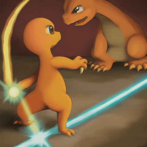 AI generated: Charmander wielding a lightsaber