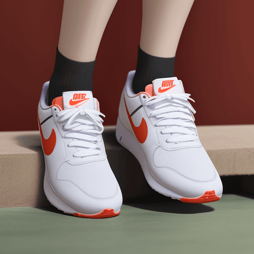 DreamShaper prompt: 利用落叶形成的nike鞋，逼真
