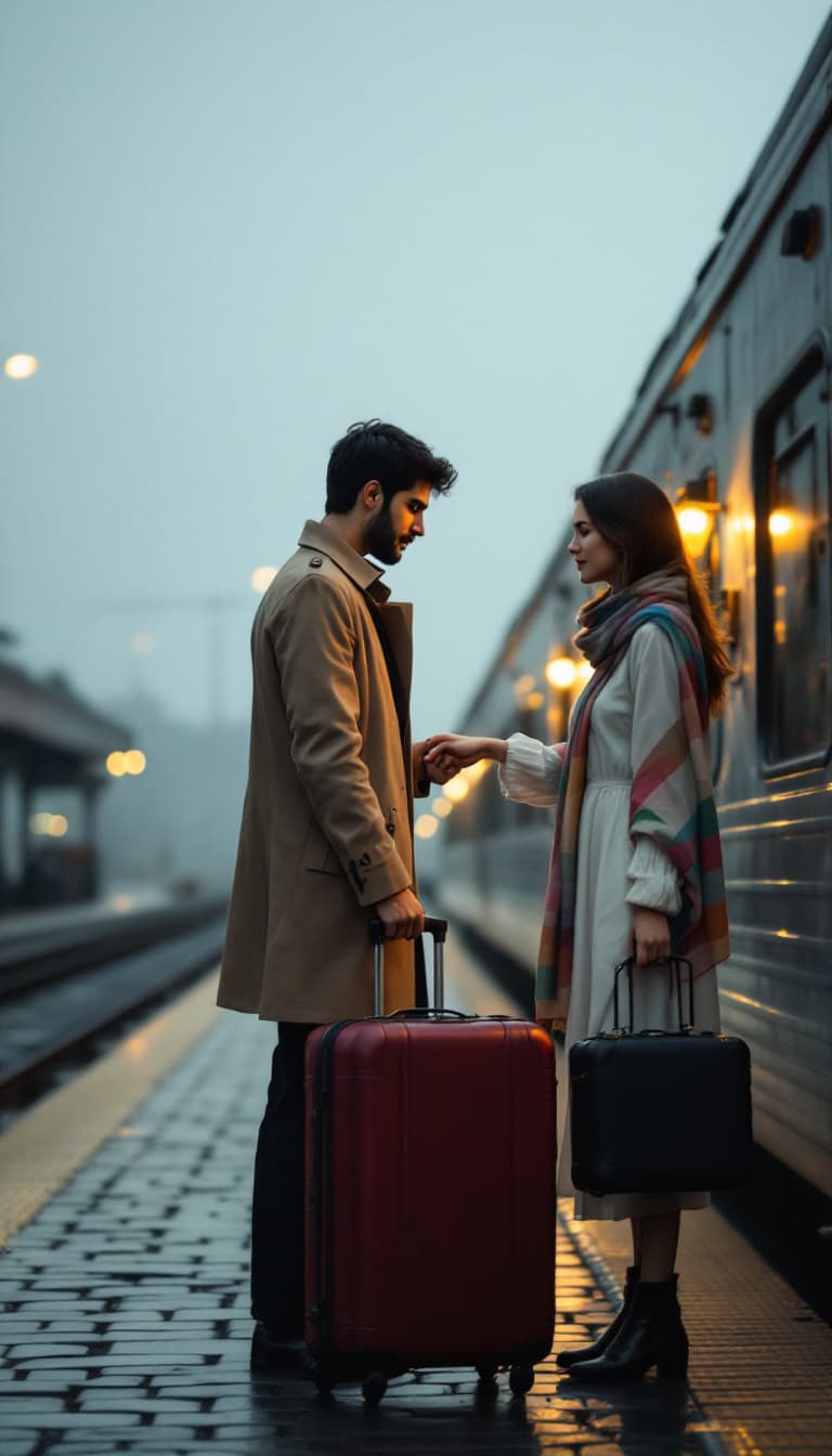 AI generated: Prompt 2 – The Last Touch of Hands (00:20 – 00:35)

Scene Description:
Amir (a young Iranian man, me...