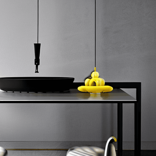 AI generated: modern kitchen, sleek matte black finishes, with a black steel and warm grey marble, EF 24mm f/1.4L ...