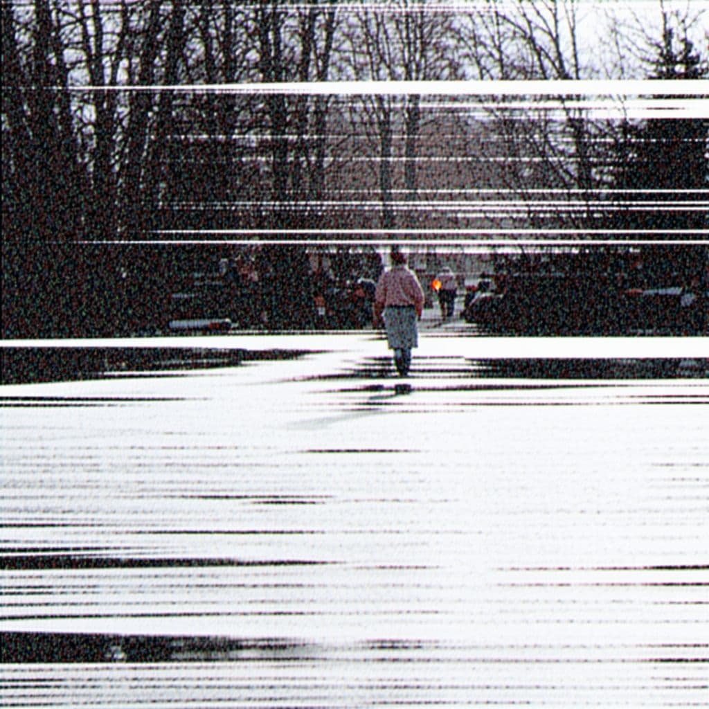 AI generated: distortion effect failure of an old image being rewound 
