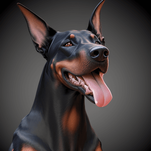 AI generated: High resolution photography of t-shirt, 8k, doberman design, mouth open, threatening, different desi...