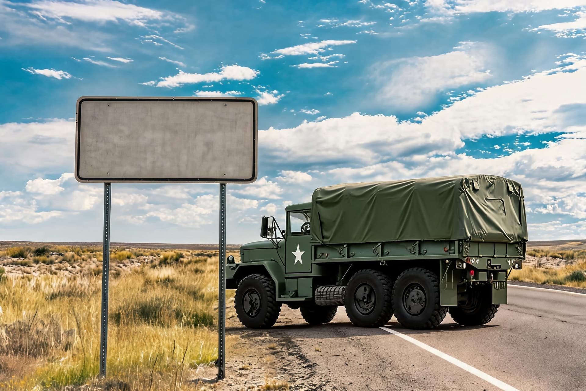AI generated: 
Take image 1 and change the landscape to match image 2. 

Show image 1 turning out of a dirt road o...