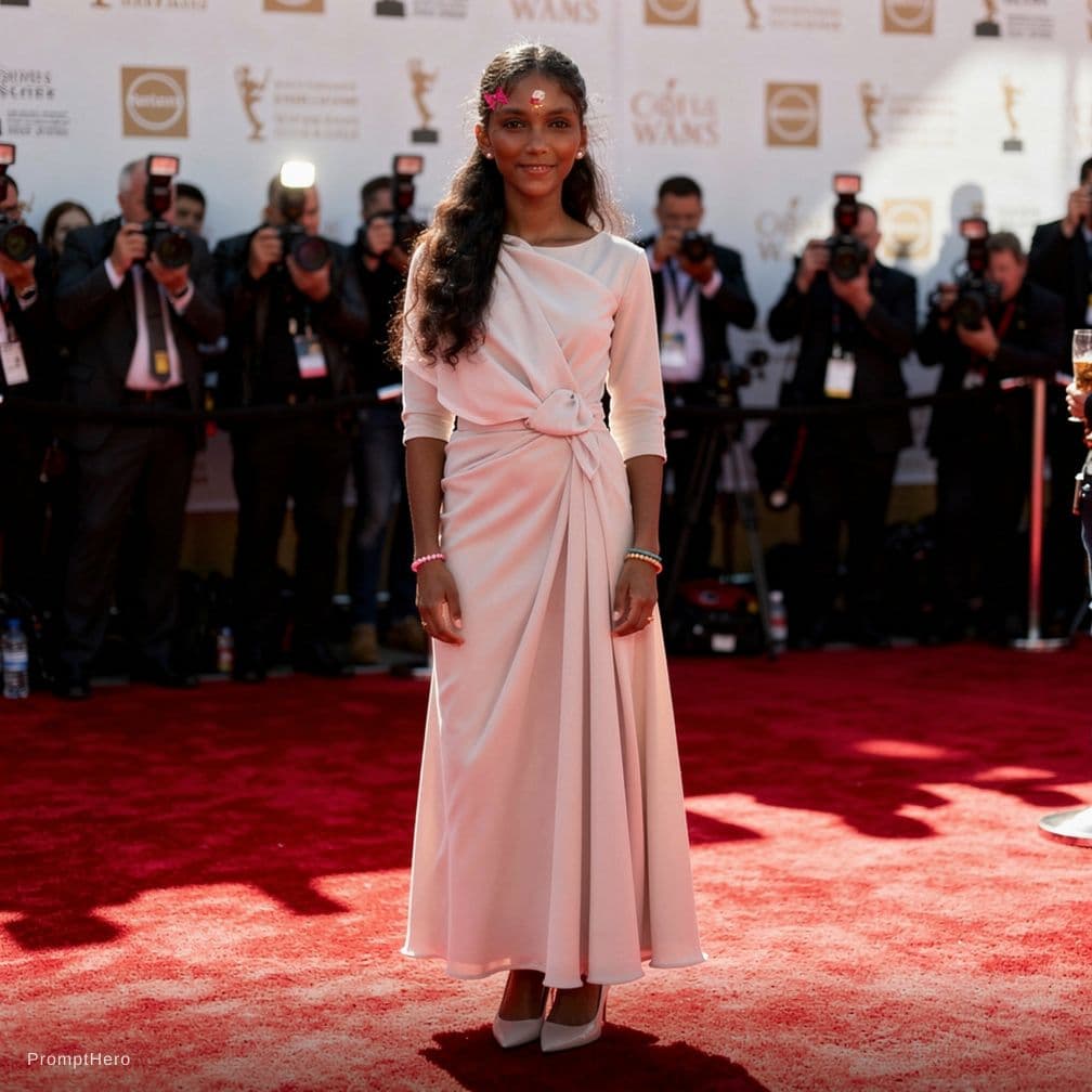 AI generated: slutty pornstar at AVN awards, on the red carpet,lingerie
