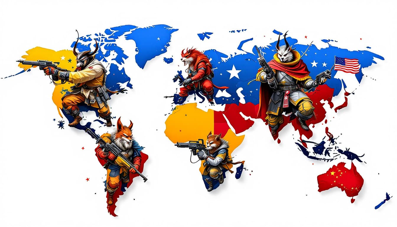 AI generated: represent the world map with USA, Europe and China having a bigger size that the usual ones.
On each...