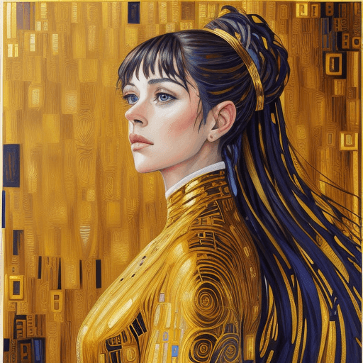 AI generated: Woman made of gold, Beautiful painting with artistic symbolism::4 brushstrokes, expressive, textured...