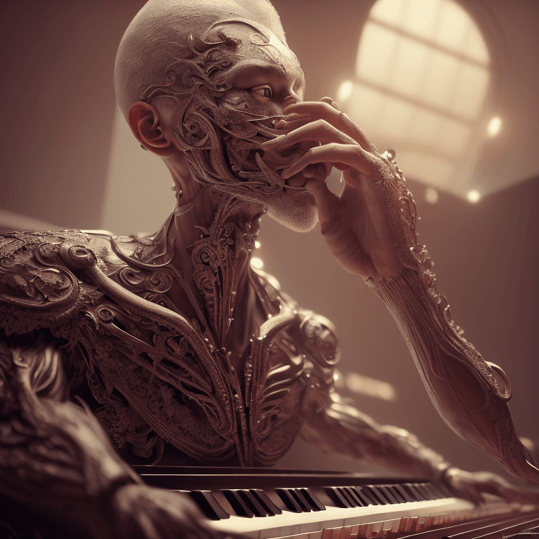 AI generated: pianist, male, intricate details, fineart, max details, Ultra realistic, photo realism, perfect anat...