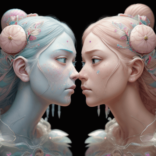 AI generated: two human like ice cream fairys, intricate, realistic face, detailed portrait, detailed face, beauti...