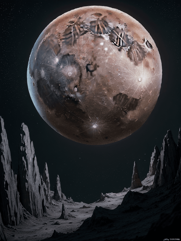AI generated: Photo of a ultra realistic Moon, bright light, cinematic lighting, battered, low angle, trending on ...