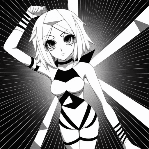 AI generated: geometric lines cartoon anime,{{{{{{black and white style}}}}}},no color