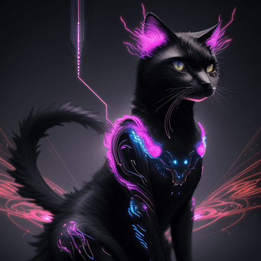 AI generated: Photo a beautiful black haired fire queen cat, glowing magic spark, intricate concept art, elegant, ...