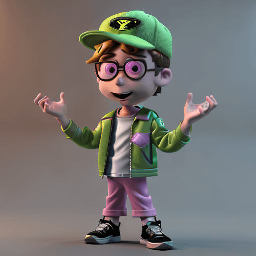 AI generated: 3D render of Timmy Turner from “the fairly odd parents” dressed in a y2k style.