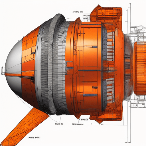AI generated: Produce a detailed technical illustration of a spacecraft, showcasing a cutaway design that reveals ...