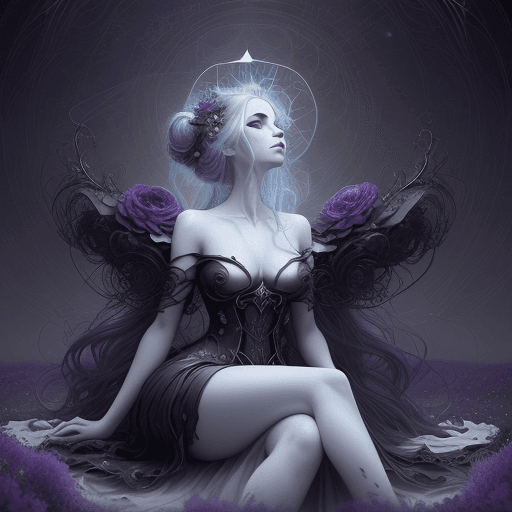 AI generated: A wanderer from the celestial dimensions Soraka, Darkness graces every curve, Elegance in gloom. Div...