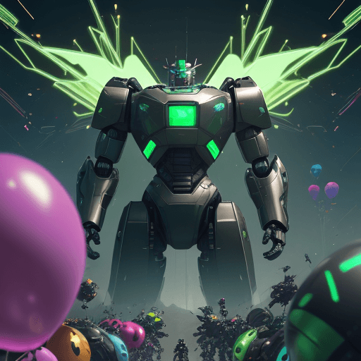 AI generated: a close up of a poster with great robot warrior , stands after the battle, looking into the distance...