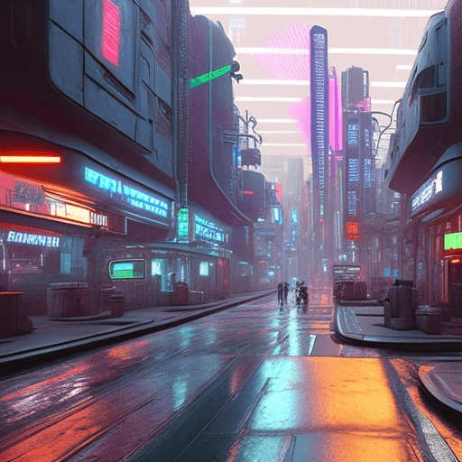 AI generated: an intricate hyper realistic 3d blender render of a cyberpunk bladerunner scifi street
