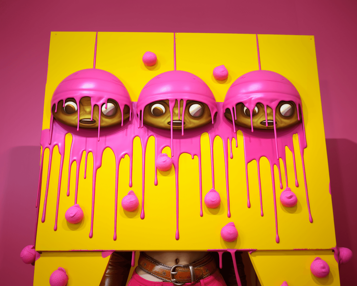 AI generated: painting of acid trip, in the style of pop surrealism, bold use colors, heavy use of paint brush, dr...