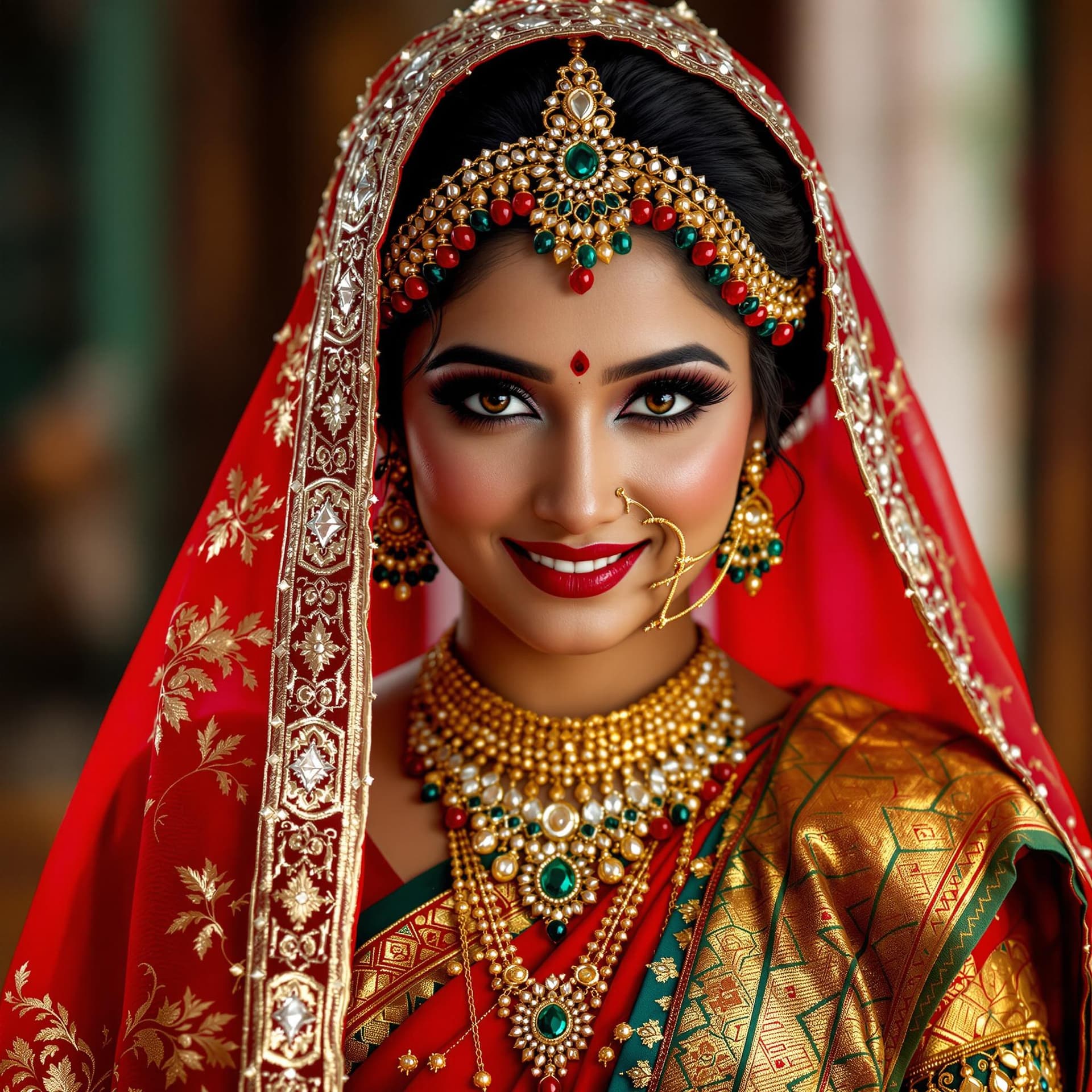 AI generated: a beautiful kerala bride in traditional saree,bride similar to actress Aiswarya rai, in the style of...