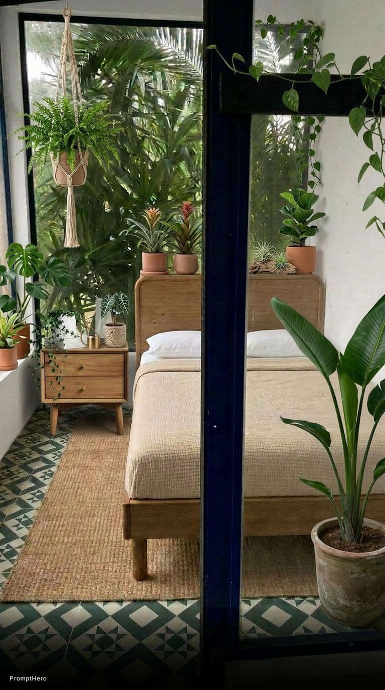AI generated: now add plants strategically to the room as this is a greenhouse room