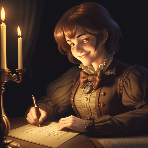 AI generated: high resolution steampunk style animation 16:8 in Animation shows George writing a letter by candlel...
